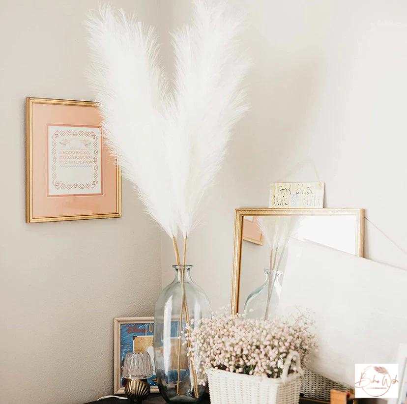 PENTAS The Faux Pampas Grass Large, 43'' 3 Pieces Fake Artificial Pompas,  Pampas Grass Decor Tall Fluffy Stems, Floor Vase Filler for Living Room,  Kitchen Decor or Boho Room Decor (Natural Gradient)